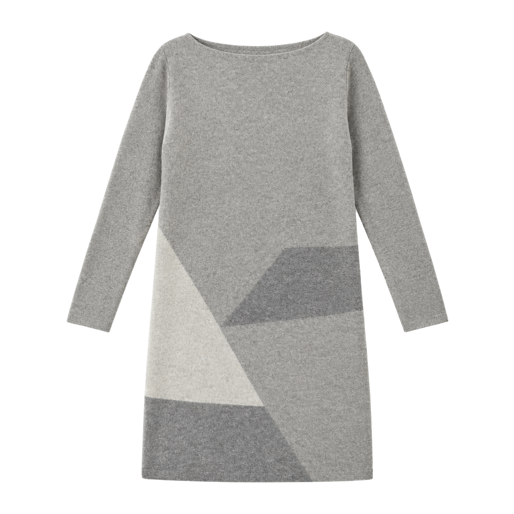 Bold Vince Heather Gray Knit Sweater Dress Brown, Beige, & Grey Colorblocked Cashmere 1