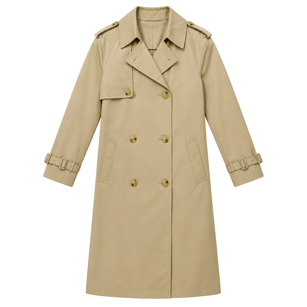 Mango Tan Double-Breasted Knee-length Trench Coat with Belt(2XL) 1