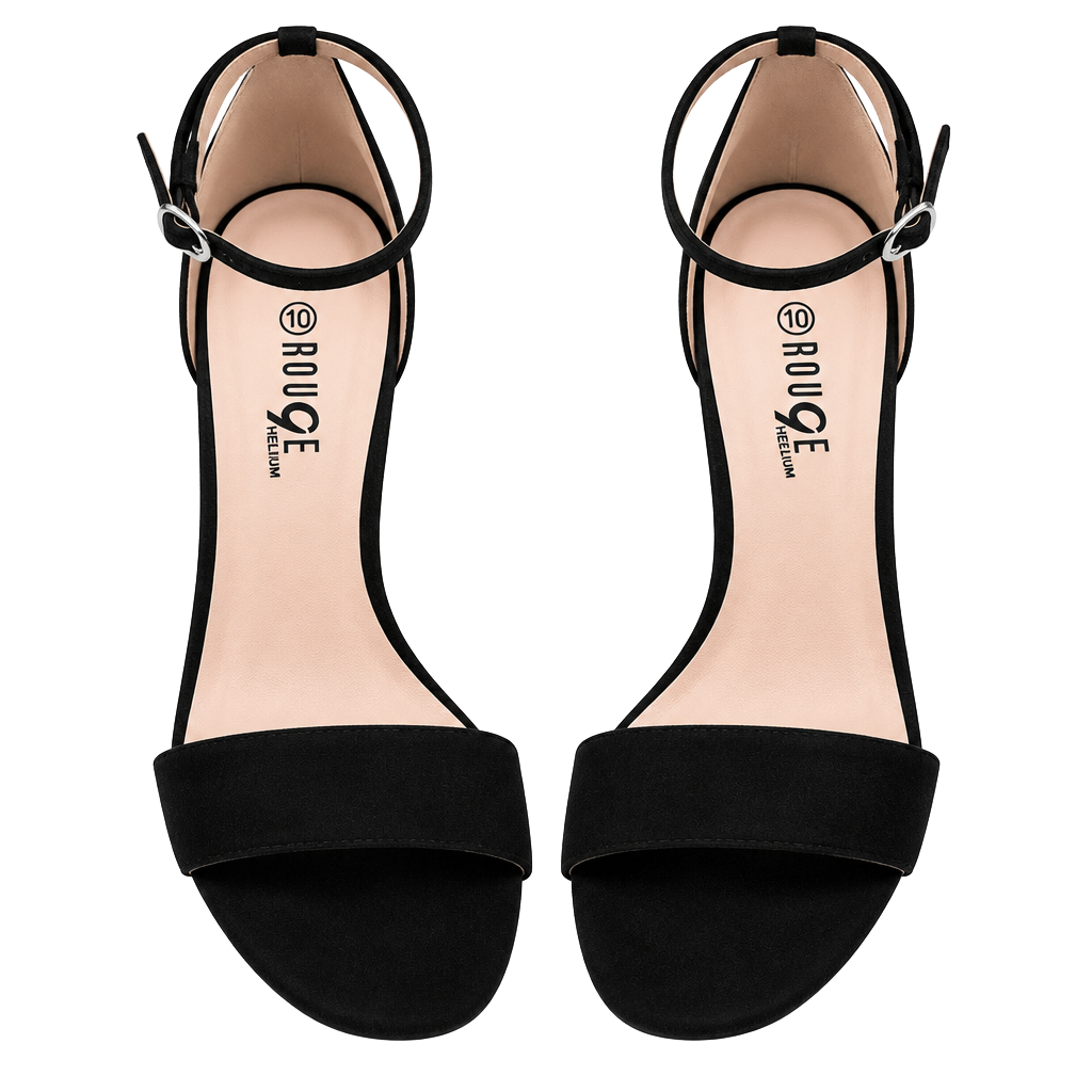 Rouge Helium Black Suede Block Heel Sandals Size 10 1