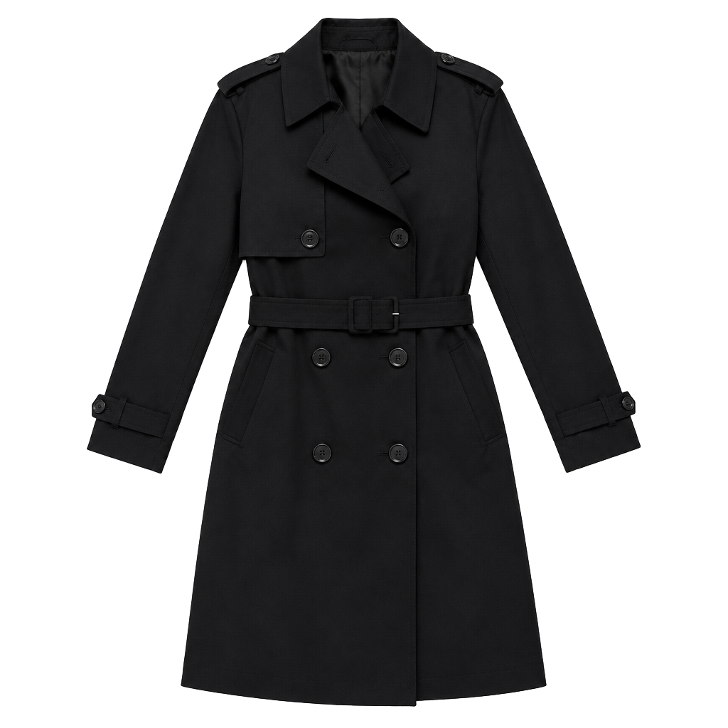 Mango Navy Blue Double-Breasted Knee-length Trench Coat with Belt(2XL) 1