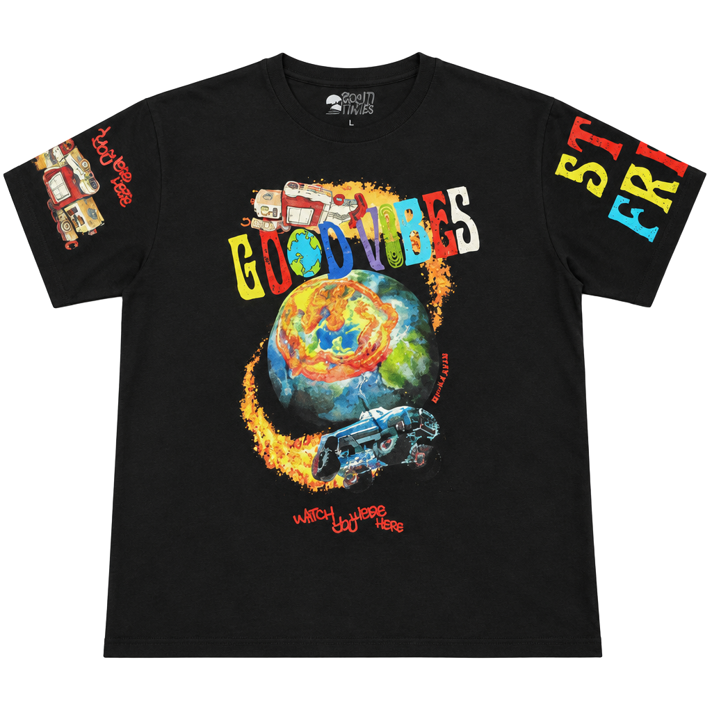 2Monkeys Good Vibes T-Shirt Size 3XL Black Graphic Monster Truck 1