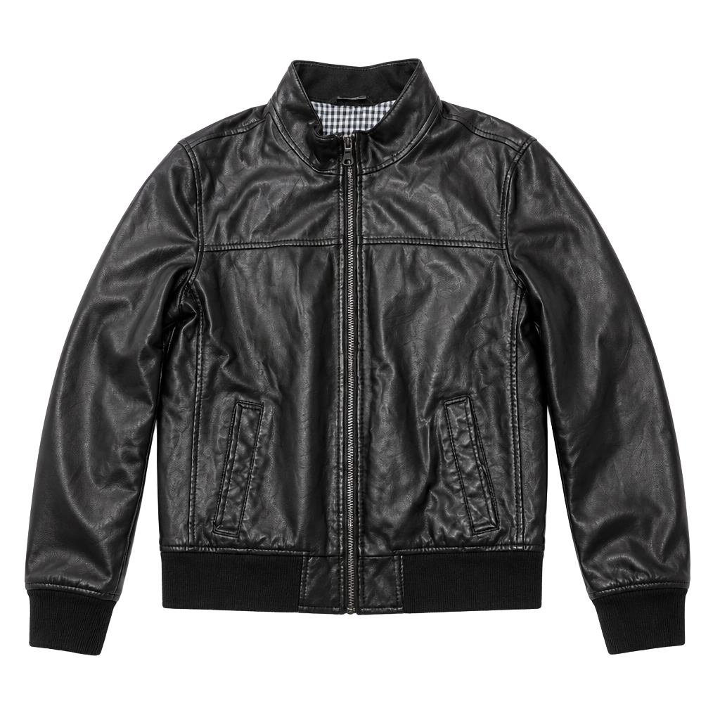 Tommy Hilfiger Faux Leather Bomber Jacket Size M Black Gingham Lined 1
