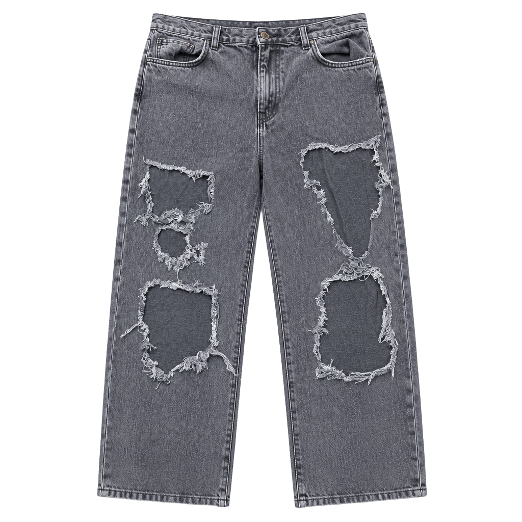 Forever 21 Ripped Distressed Washed Black Wide Leg Jeans 1