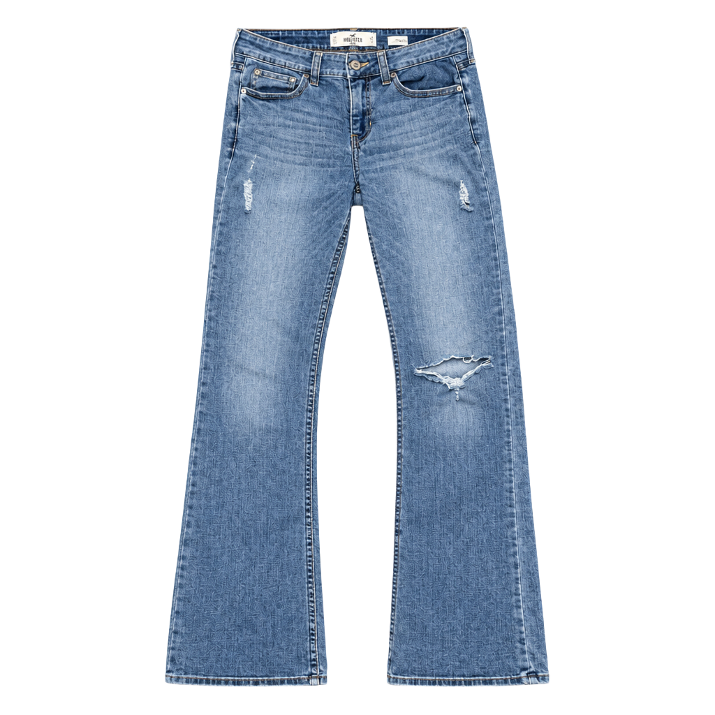 Hollister Low Rise Boot Jeans Size 5S W27 L30 Light Wash Distressed 1
