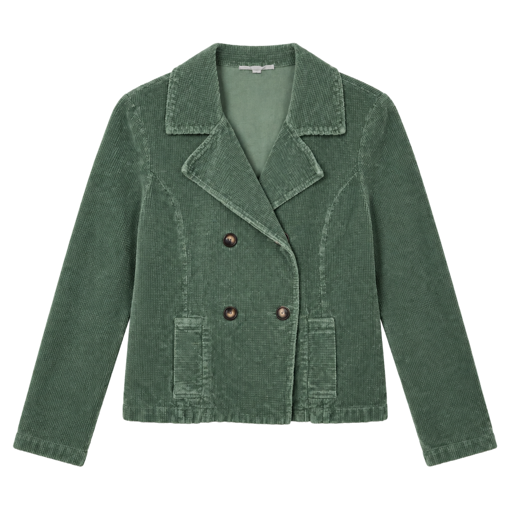 Bryn Walker Corduroy Double Breasted Jacket Green Cotton 1
