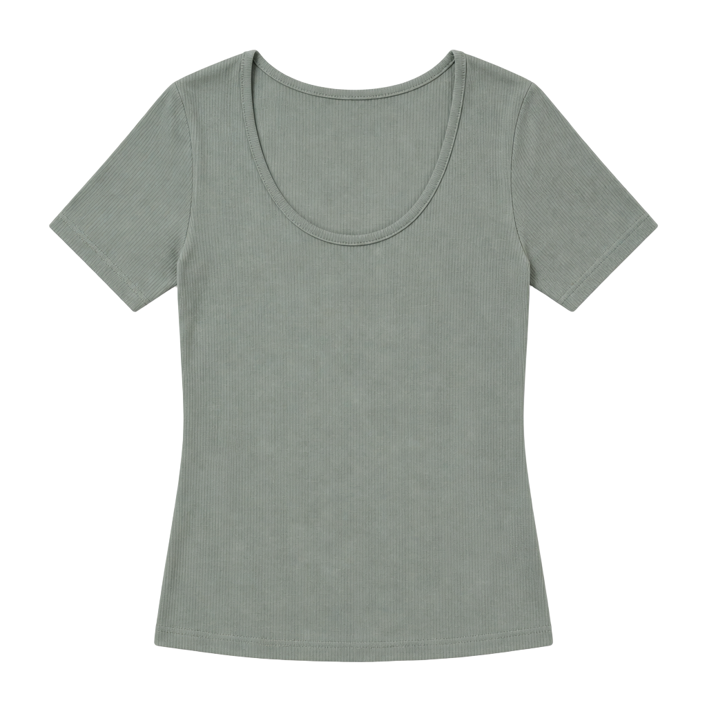 Michael Stars for Anthropologie Sage Green Cotton Blend Scoop Neck Short Sleeve Tee 1