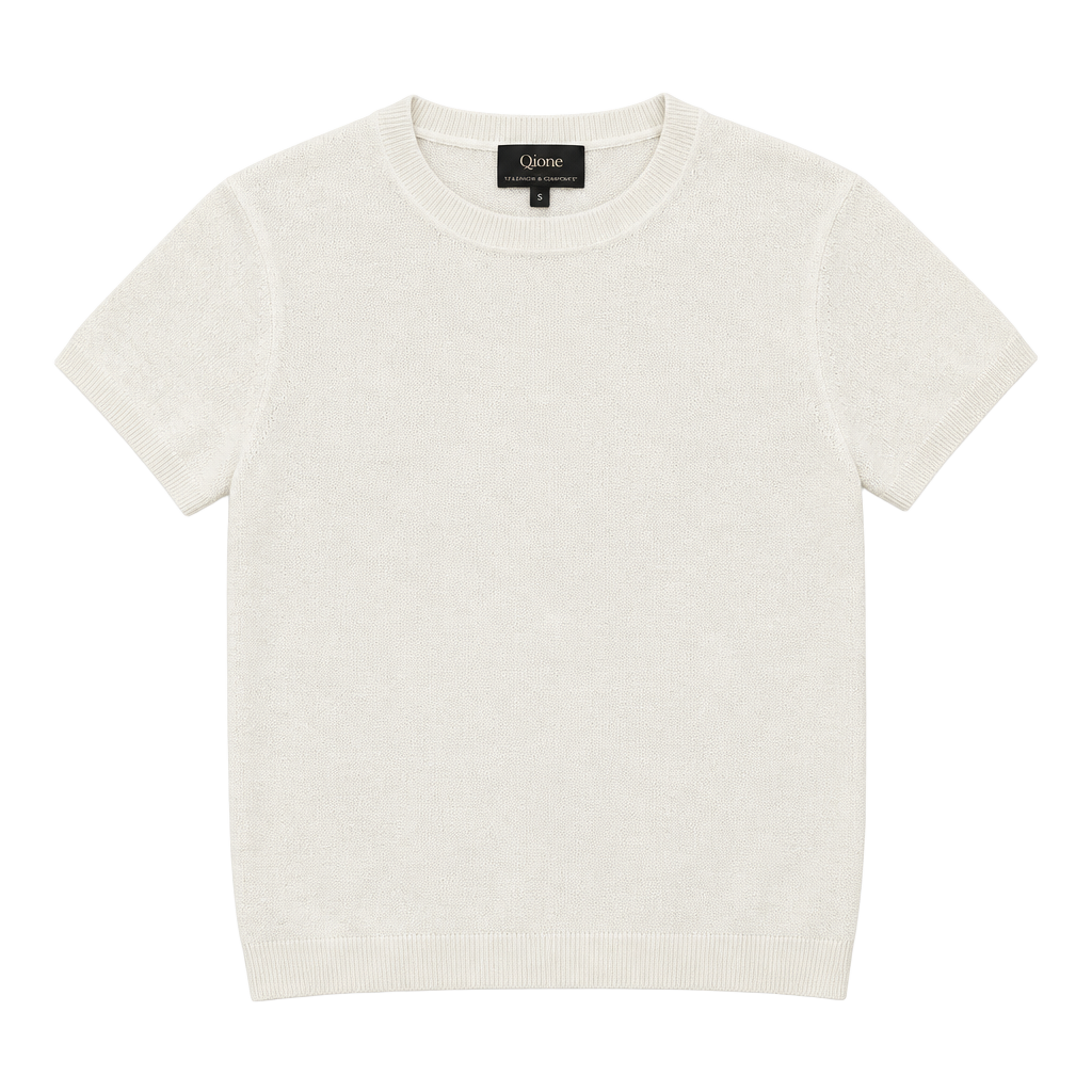 Quince Mongolian Cashmere Short Sleeve Crewneck Sweater Size S White 1