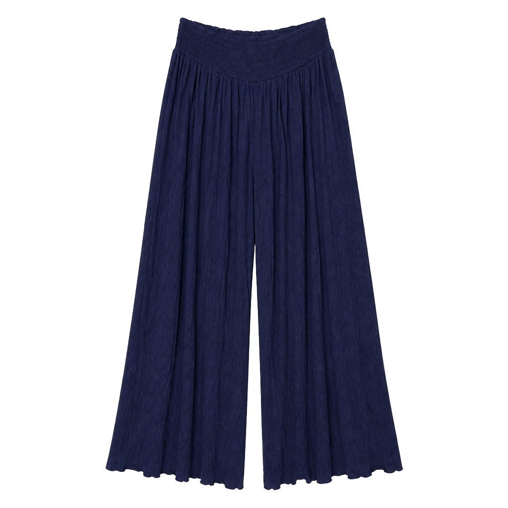 Earthbound Trading Co Smocked Wide Leg Pants Size XL Blue Boho Palazzo 1