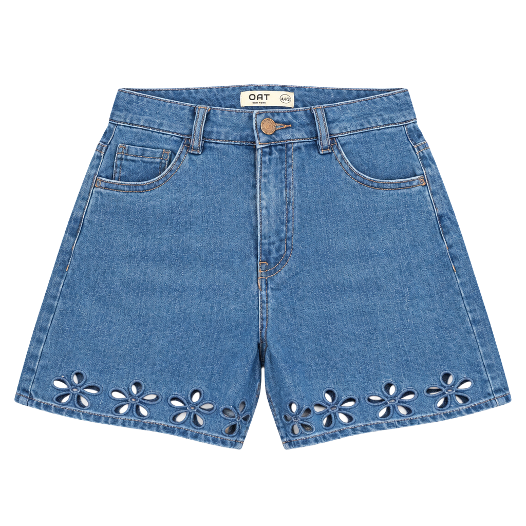 OAT New York Denim Shorts Size 2/26 Floral Cutout 1