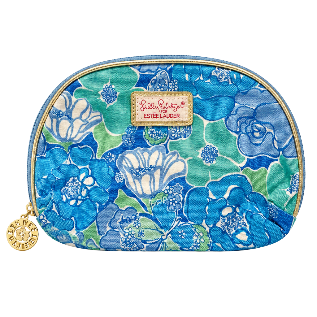 Lilly Pulitzer For Estee Lauder Cosmetic Pouch Blue Floral 1
