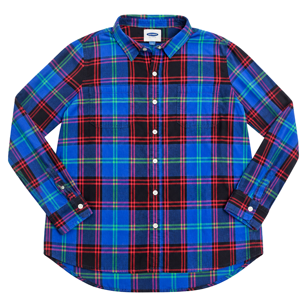 Old Navy Flannel Shirt Blue Plaid 1