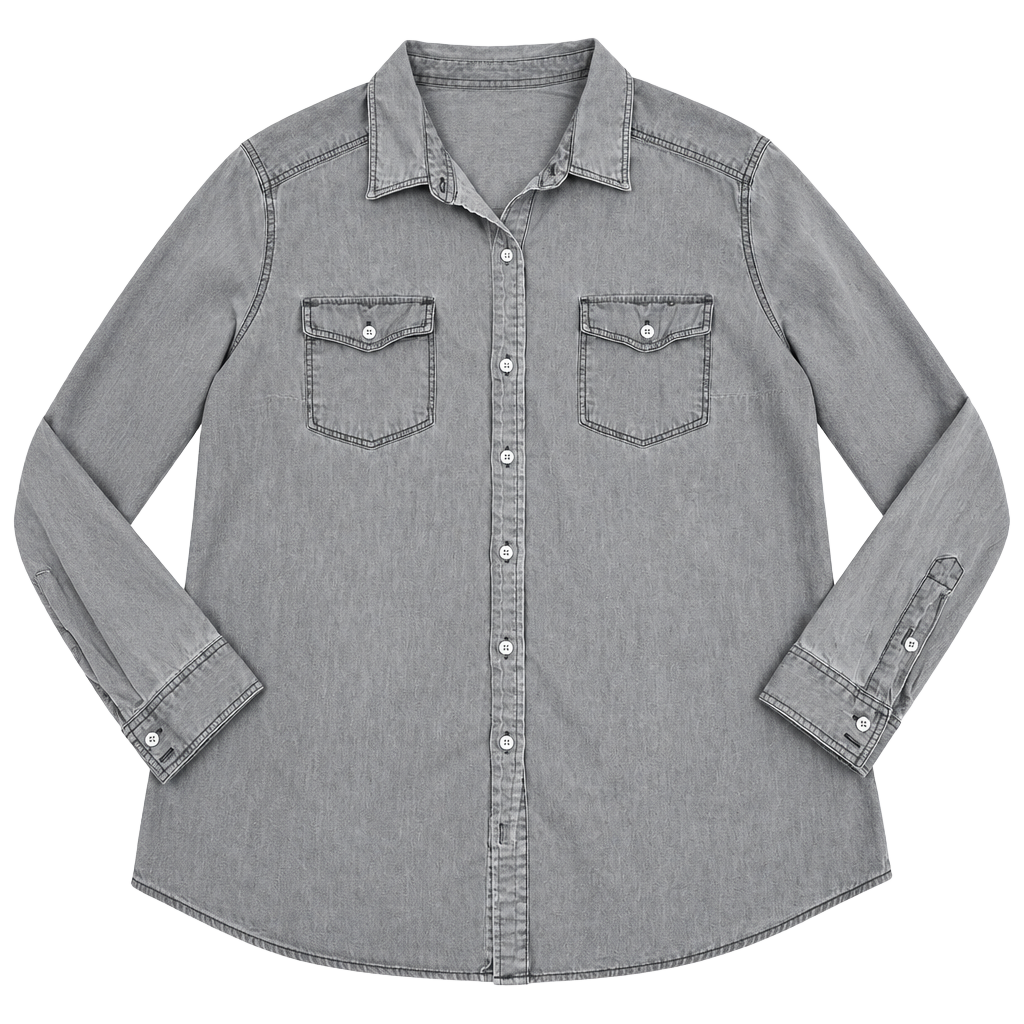 Torrid Denim Button-Up Shirt Size 3 Gray Long Sleeve 1