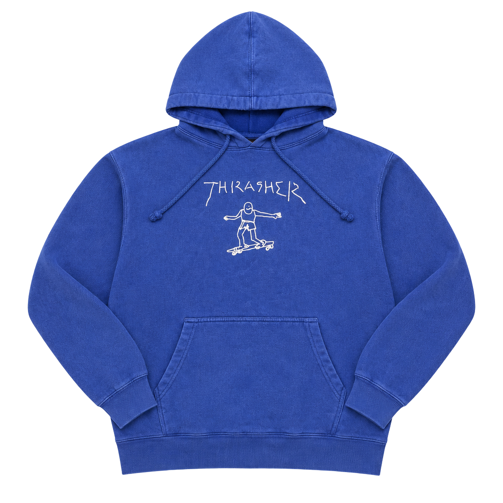 2010s Thrasher Magazine Mark Gonzales Hoodie Size S Blue Skater Pullover. 1