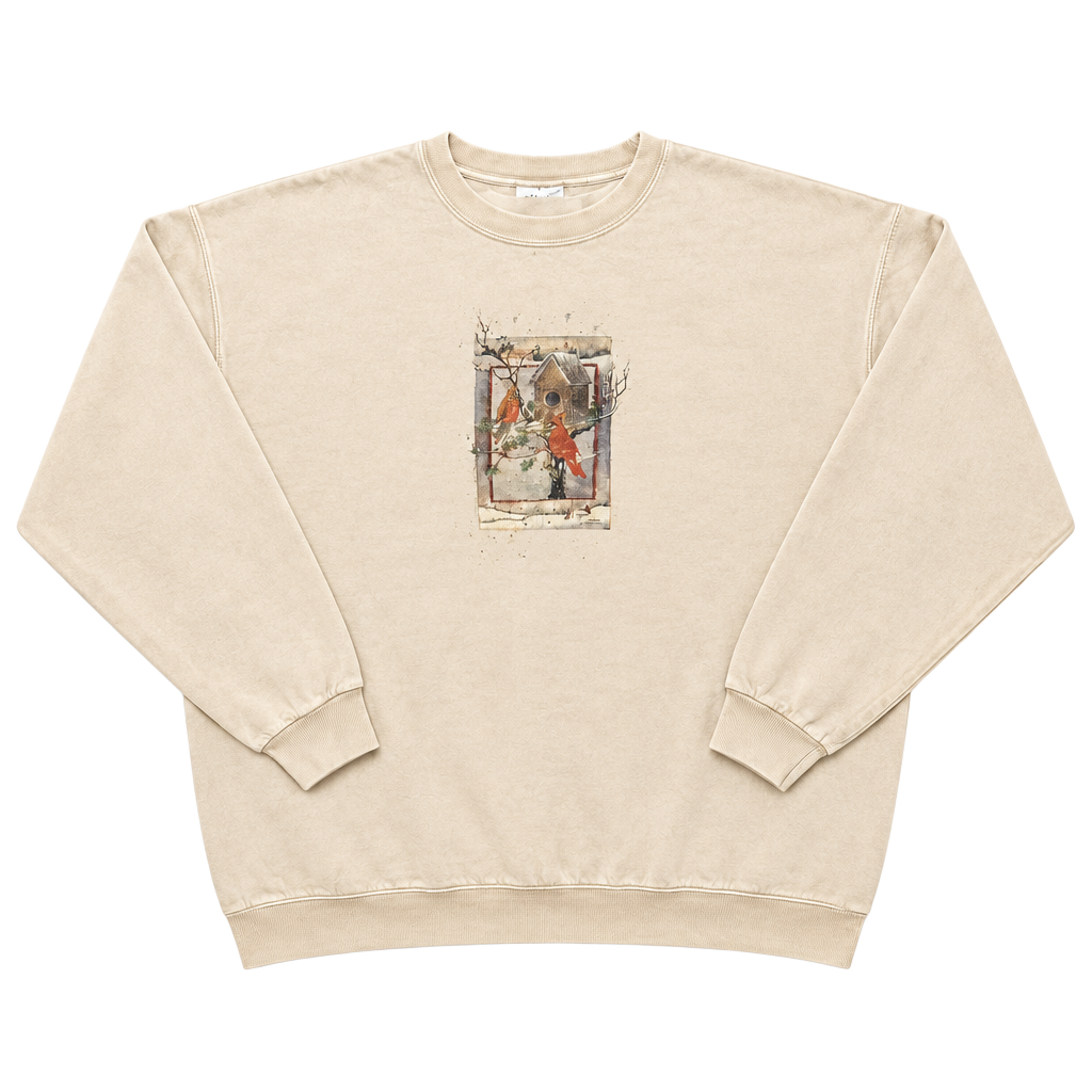 Y2K 2000s Hanes Cardinal Birdhouse Graphic Sweatshirt. 1