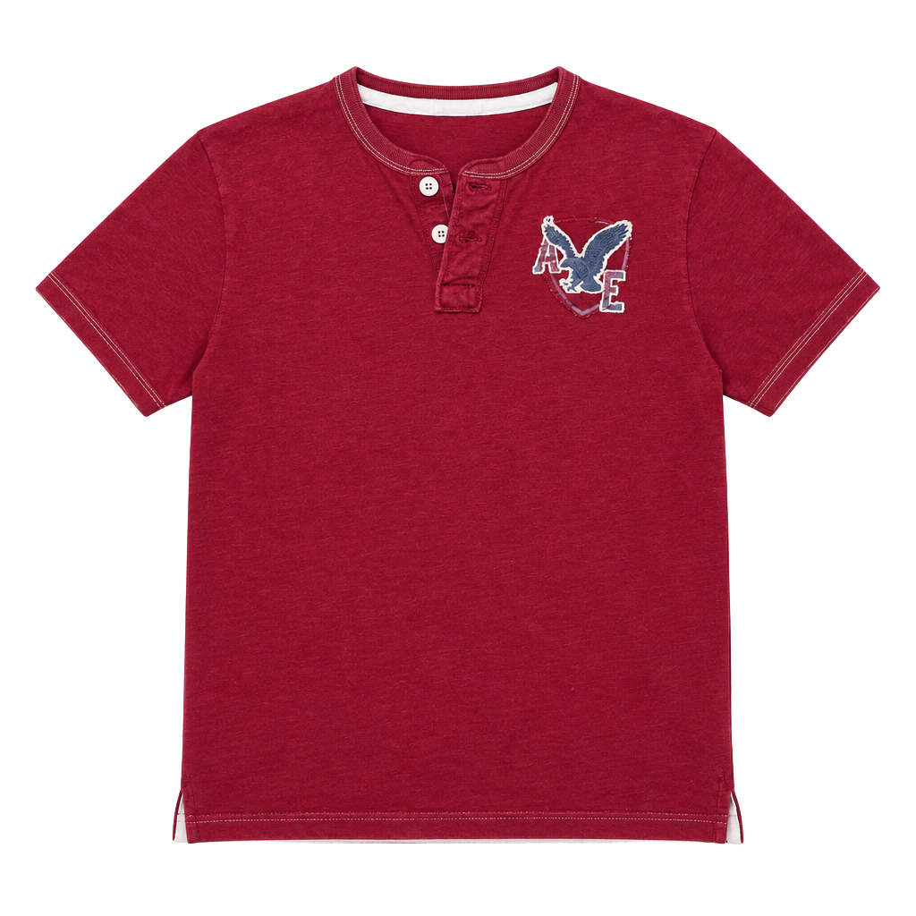 Y2K 2000s Distressed American Eagle Outfitters Henley Shirt. 1
