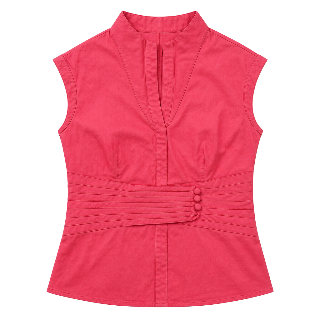 Kay Unger New York Pink Sleeveless Collared V-Neck Blouse Size 2 1