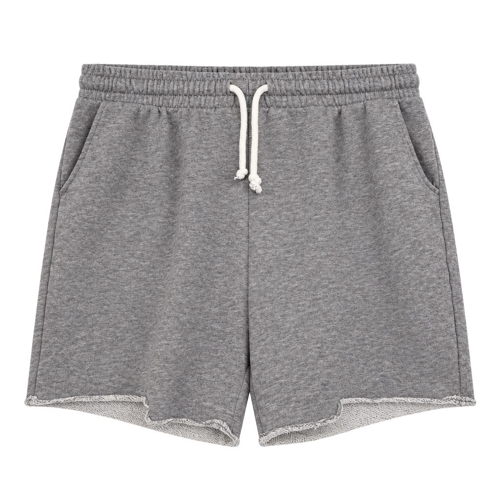 H&M Sweat Shorts Size L Gray Regular Fit Drawstring Raw Hem 1