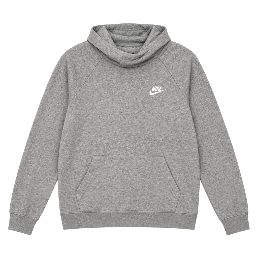 Nike Funnel Neck Hoodie Size M Gray Fleece Sweatshirt 1