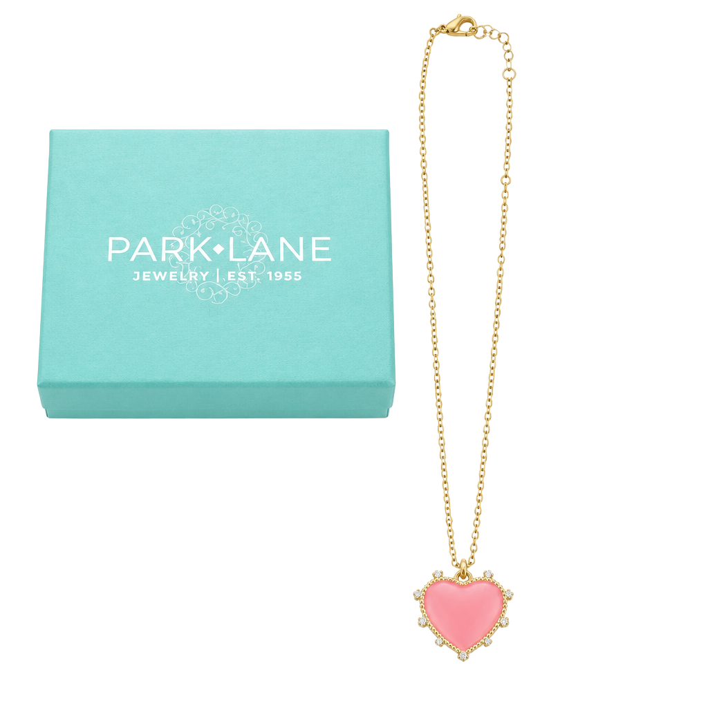 Park Lane Gold Chain Pink Enamel Heart Pendant Necklace 1