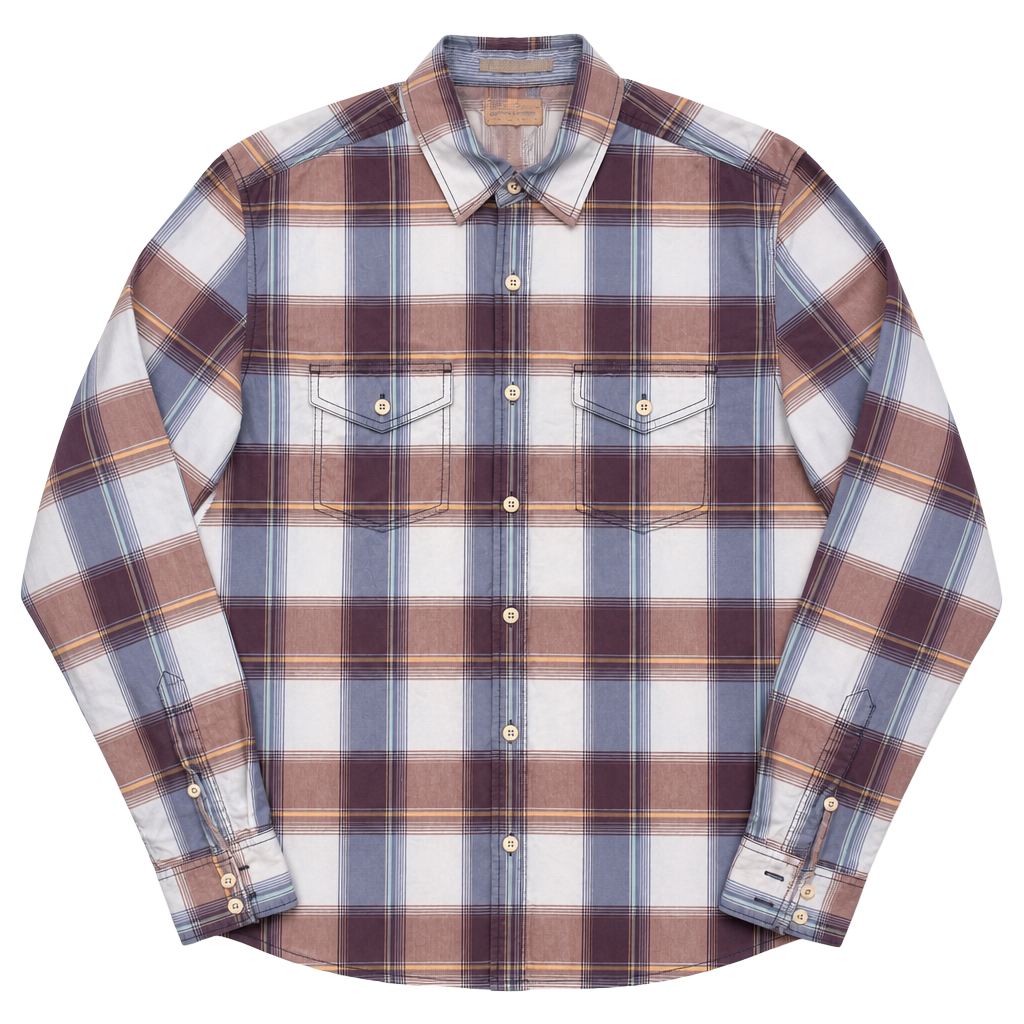 Tommy Bahama Jeans Plaid Long Sleeve Snap Button Down Shirt Large 1