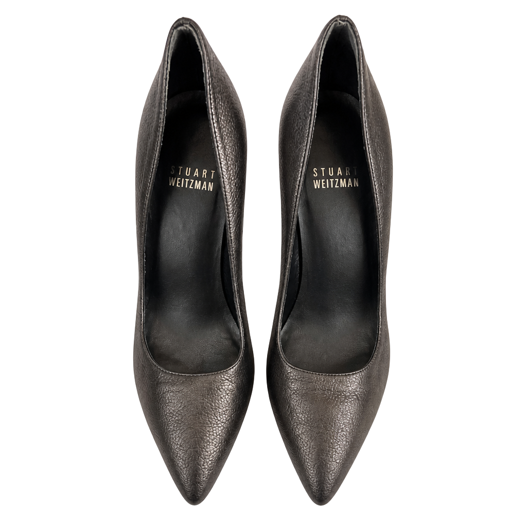 Stuart Weitzman Metallic Gray Pointed Toe Stiletto Pumps 1