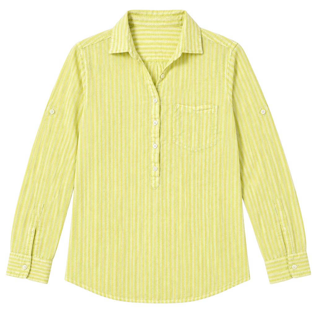 J.Crew Striped Button Up Shirt Size XS Yellow White Long Sleeve Pullover 1