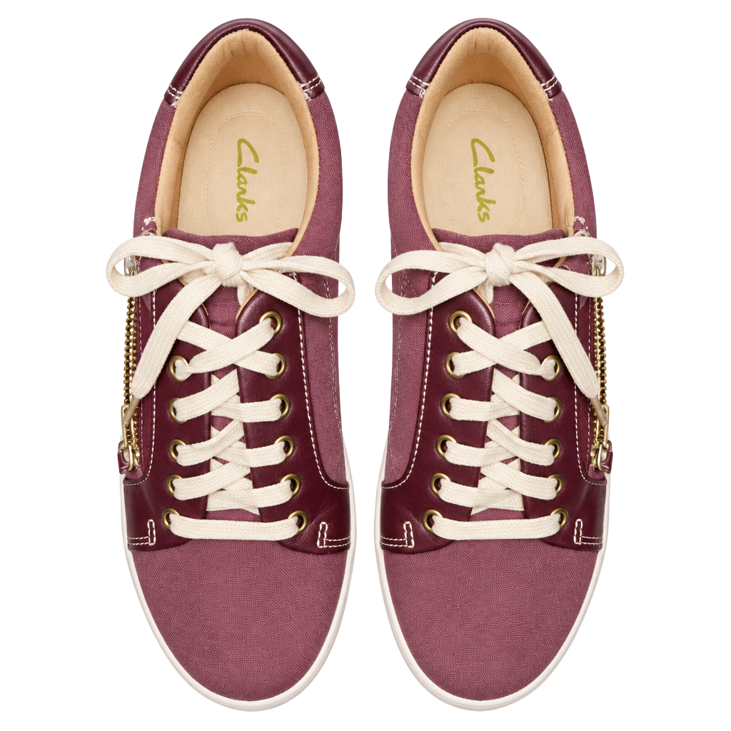 Clarks Nalle Lace Burgundy Suede Sneakers 1