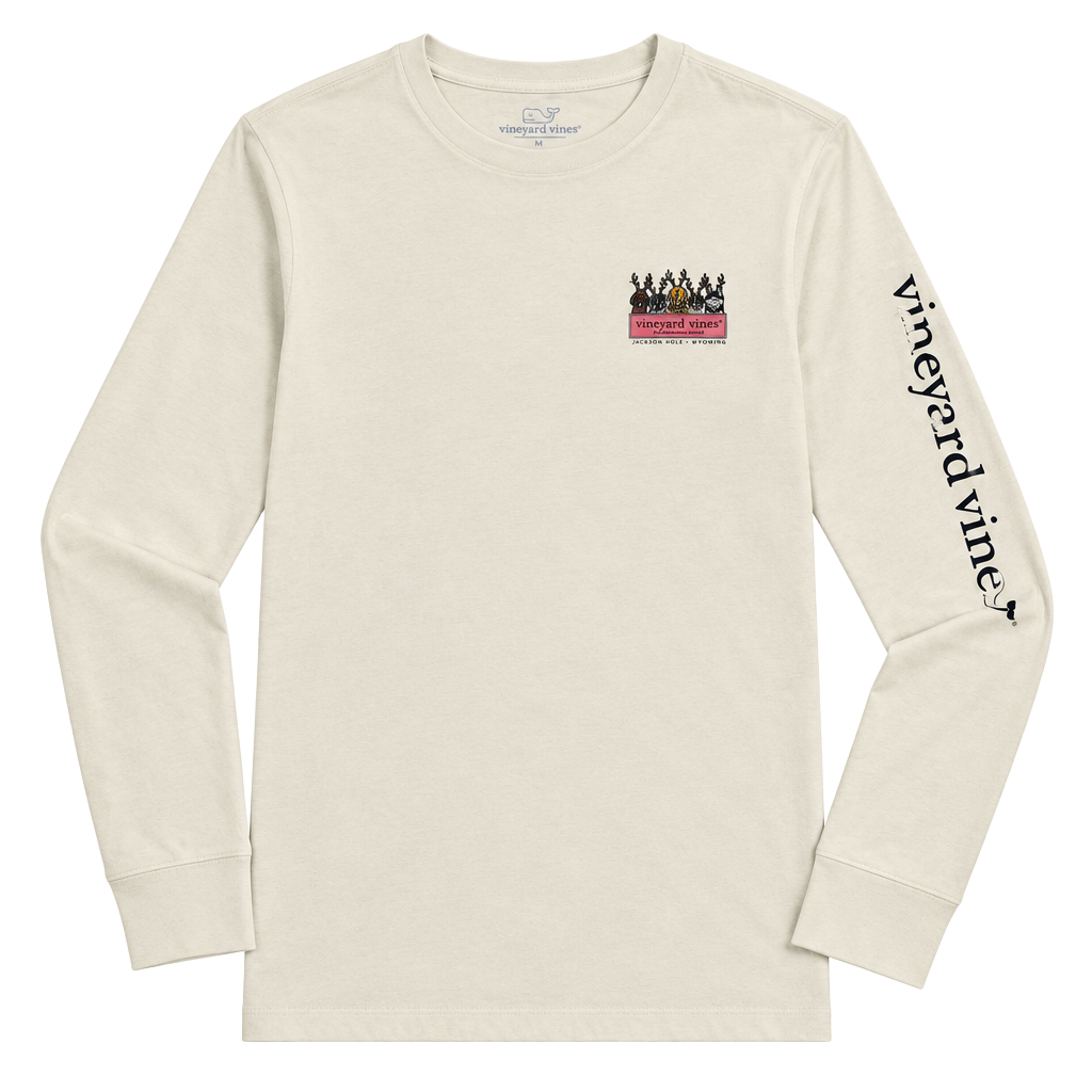 Vineyard Vines Christmas Reindeer Dogs Long Sleeve T-Shirt Size S White 1