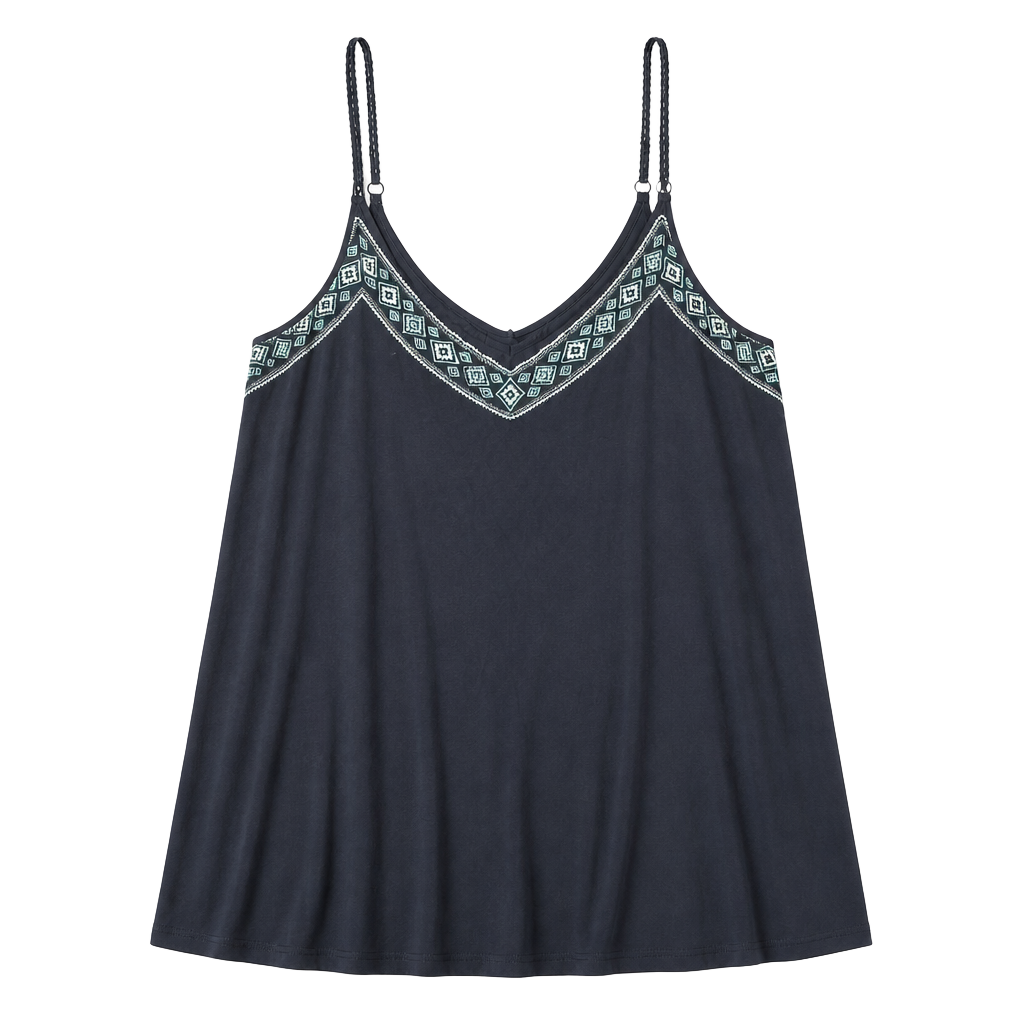 Torrid Navy Blue Embroidered V-Neck Cami Tank Top Size 2 or 18 / 20 1