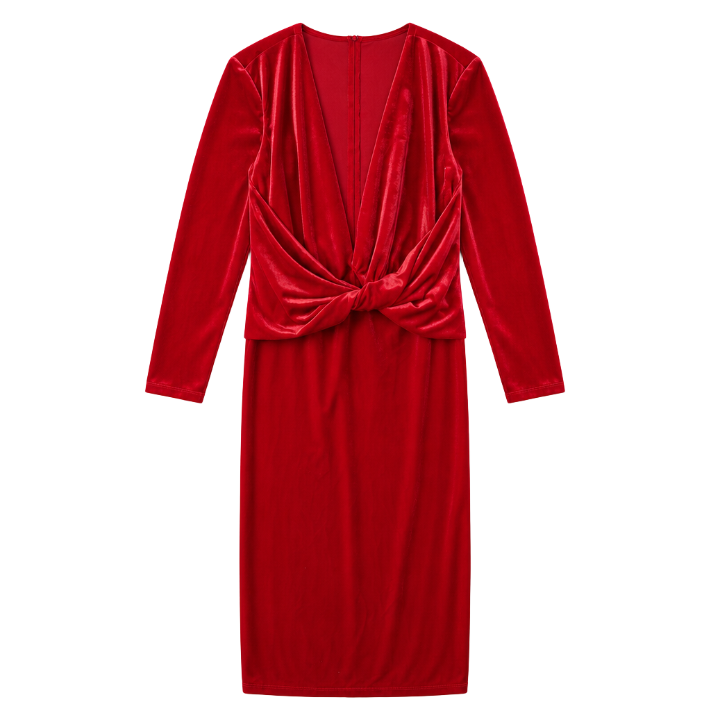 Eloquii Red Velvet Knot Front V-Neck Maxi Dress Size 16 NWT 1