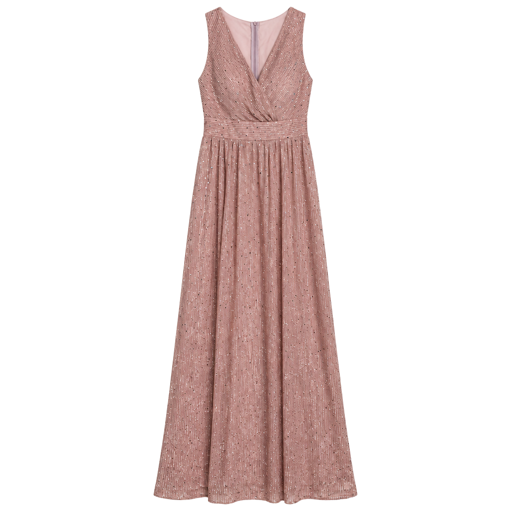 Mgiacy Maxi Dress Size M Pink Sequined V-Neck Sleeveless Long 1