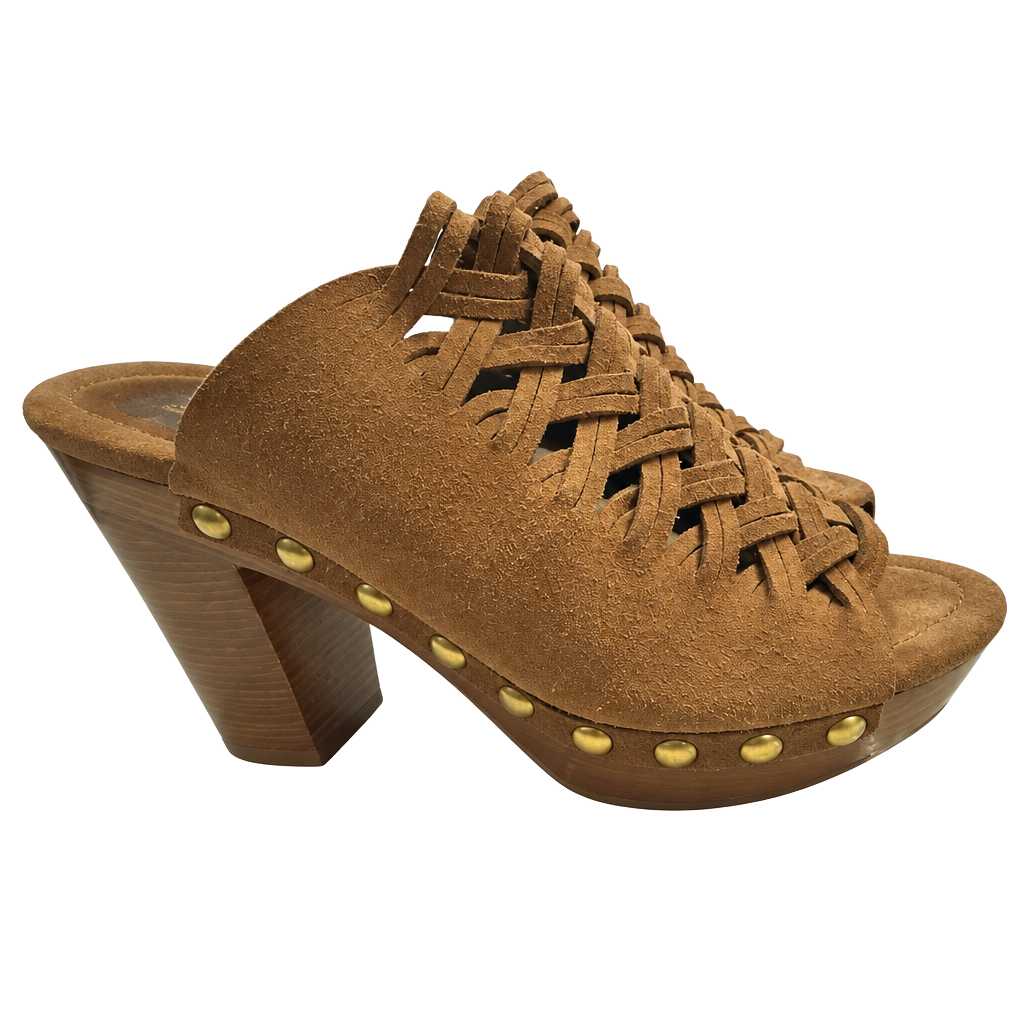 Michael Kors Westley Suede Woven Platform Mules Brown 1