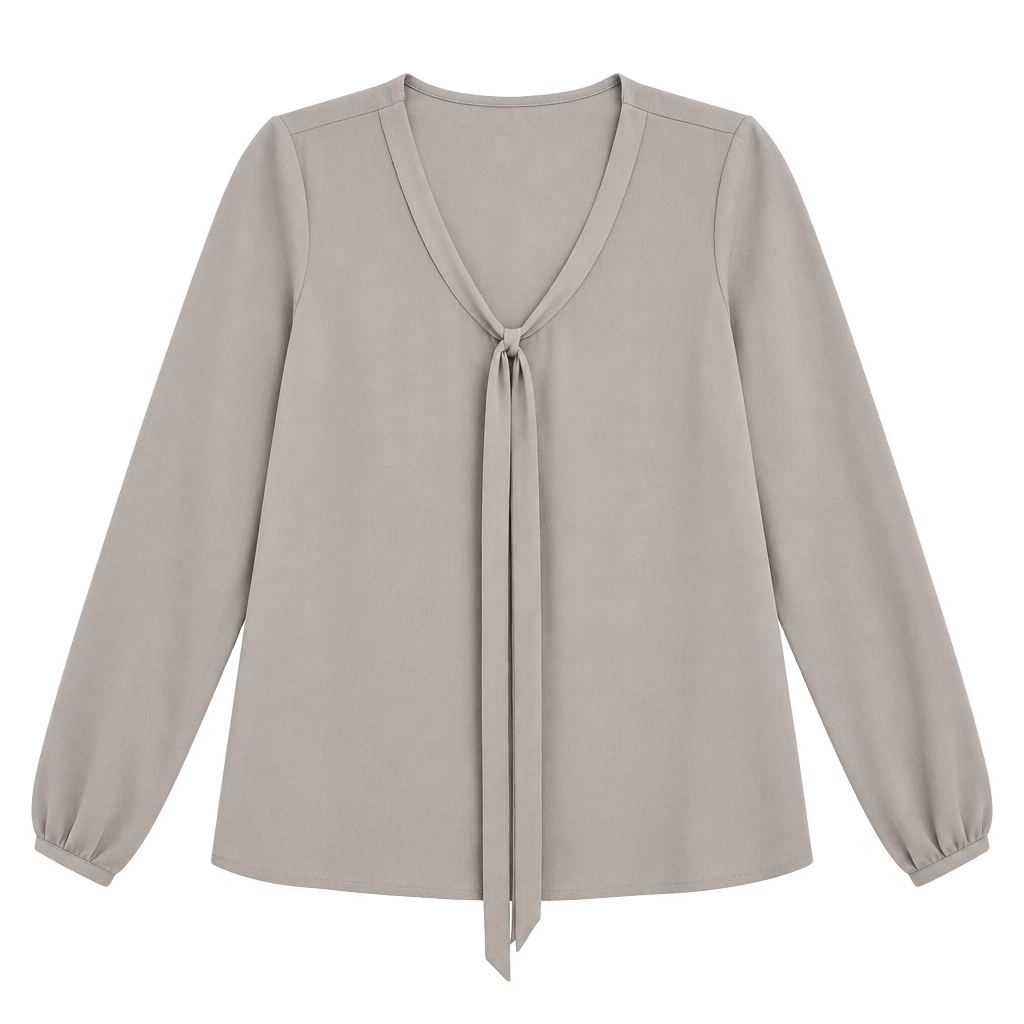 BCBG Paris Blouse Size XS Mauve Long Sleeve Tie Neck Top 1
