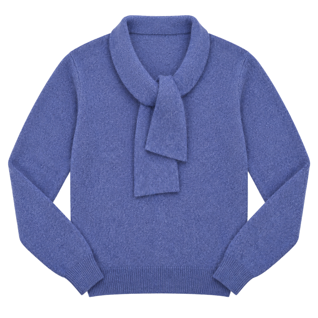 Ellen Tracy Sweater Size L Blue Lambswool Blend Scarf Neck 1
