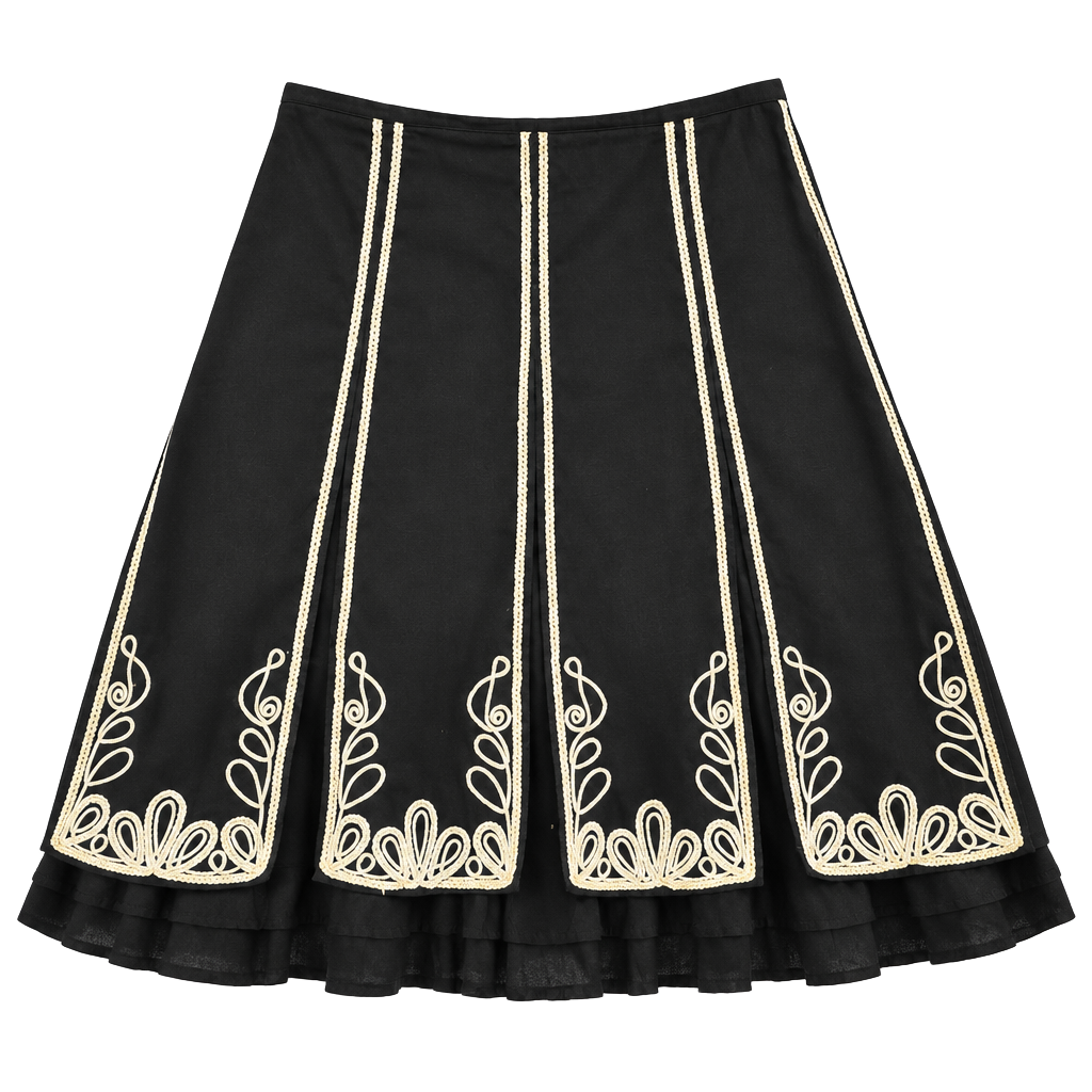 Mix Nouveau Petite Size PM Black White Embroidered Skirt 1