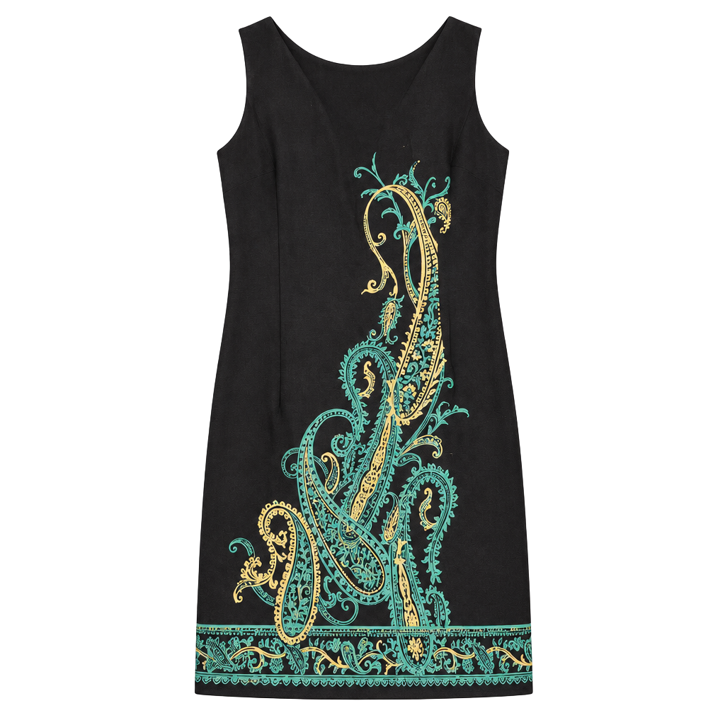 Georgiou Studio Silk Dress Size 6 Navy Blue Paisley Sleeveless 1