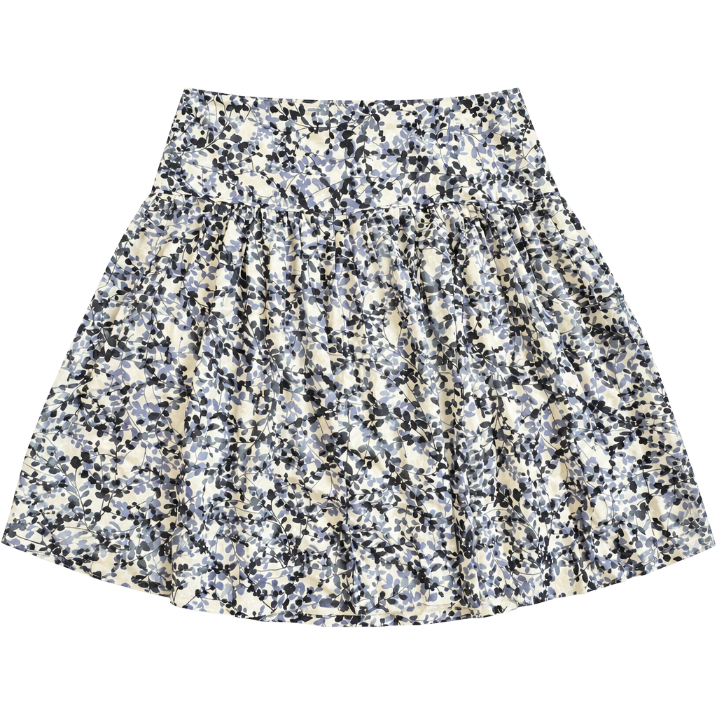 Ann Taylor Skirt Size 10P Blue Black Leaf Floral Pleated Midi 1