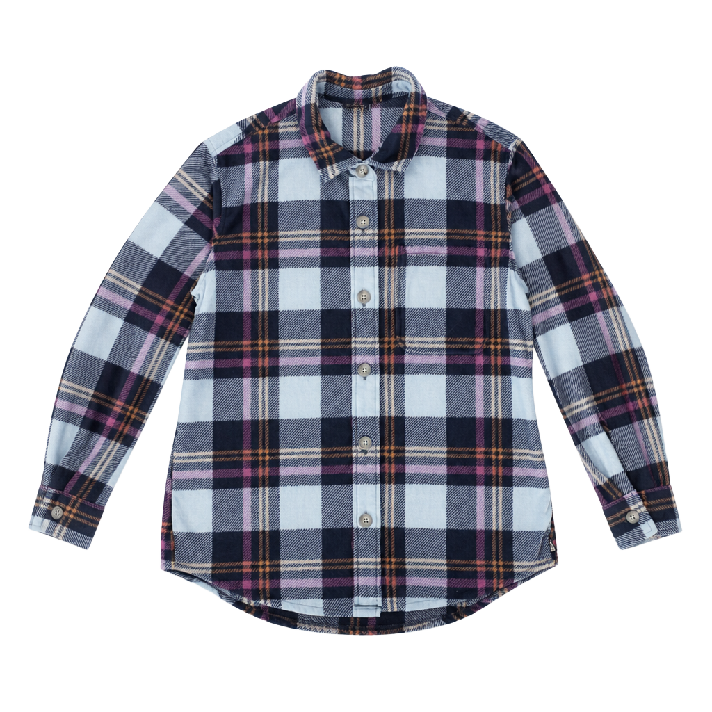 Eddie Bauer Microfleece Button-Up Shirt Size M Plaid Blue Purple 1