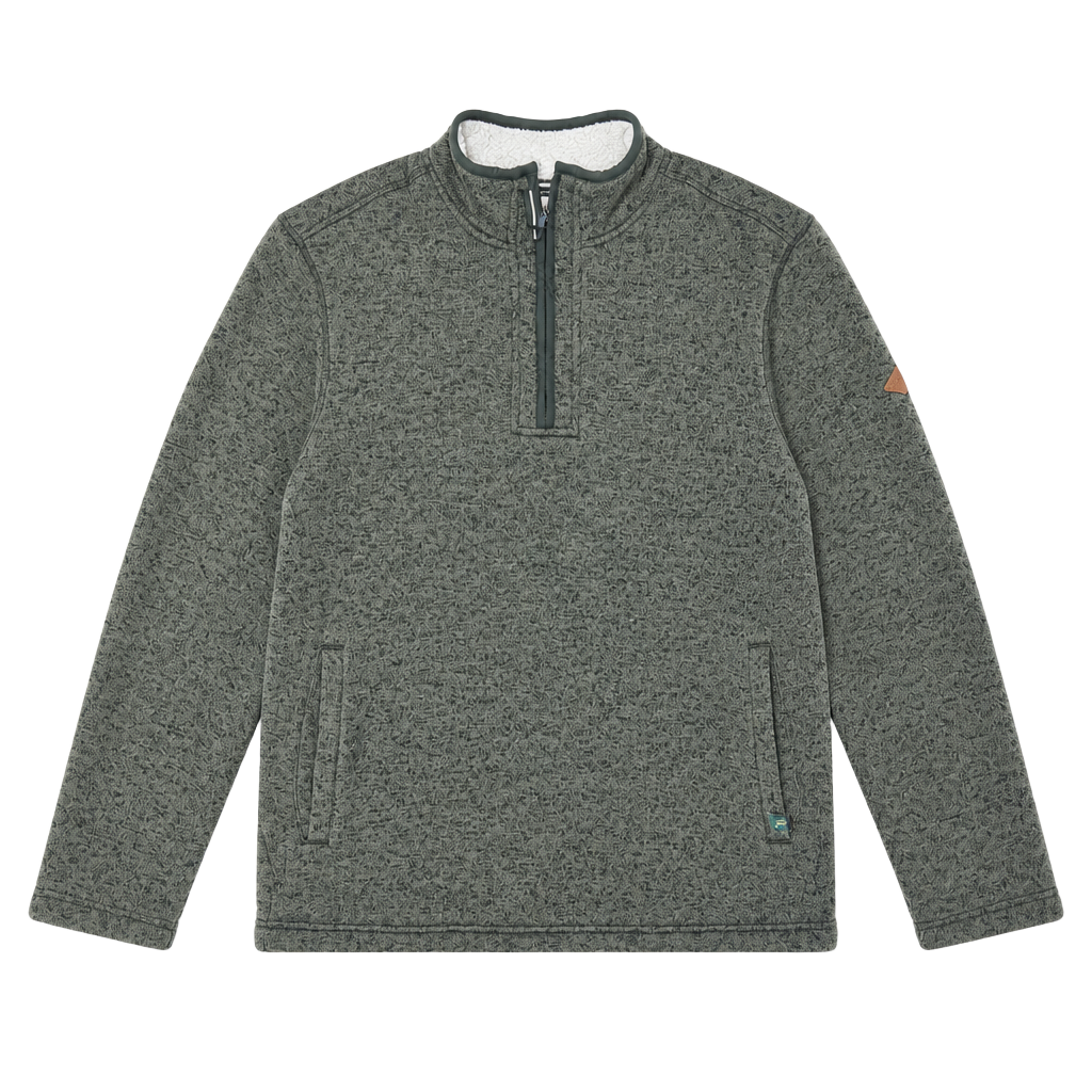 Orvis 1/4 Zip Sherpa Lined Pullover Size L Green Fleece Sweater 1