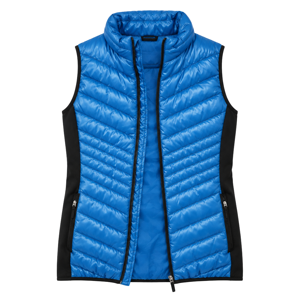 Xersion Puffer Vest Size M Blue Quilted Full Zip 1