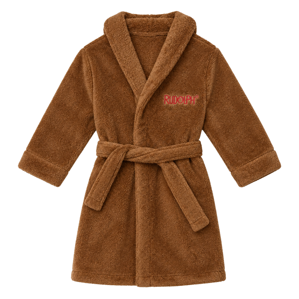 Rudolph Hooded Fleece Robe Size 2/3T Brown 1