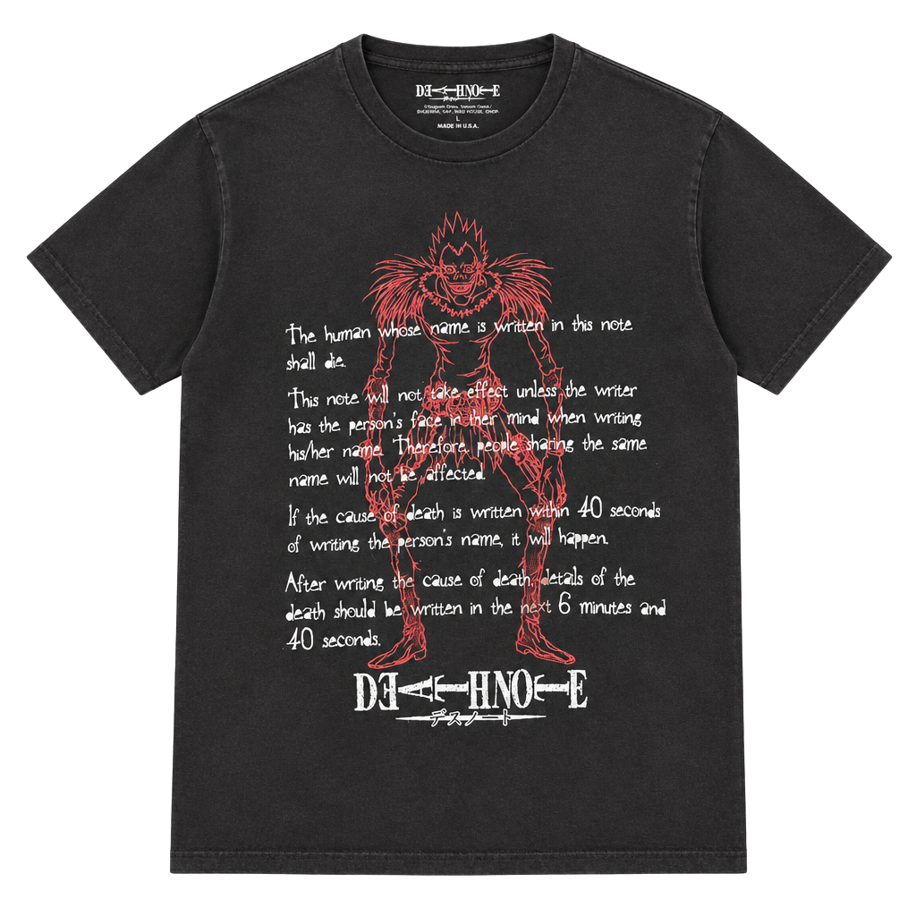 Death Note Ryuk Rules T-Shirt Size M Black Anime Graphic Tee 1