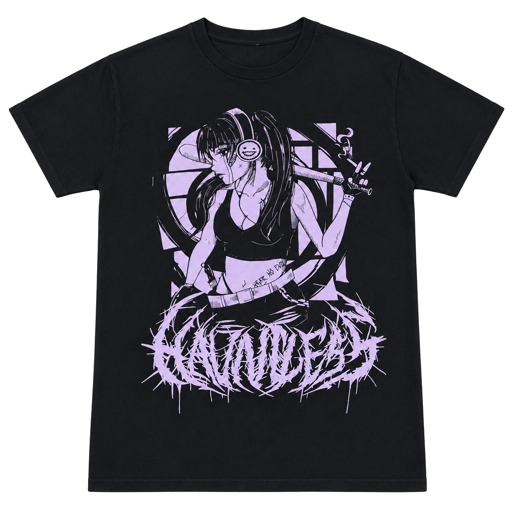 Hailstorm Graphic T-Shirt Size S Black Pink Anime Girl 1