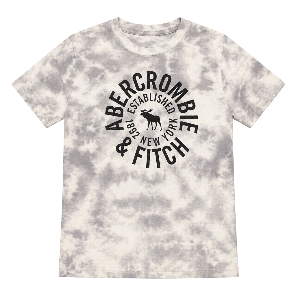 Abercrombie Kids Graphic T-Shirt Size 7/8 Gray White Tie-Dye 1