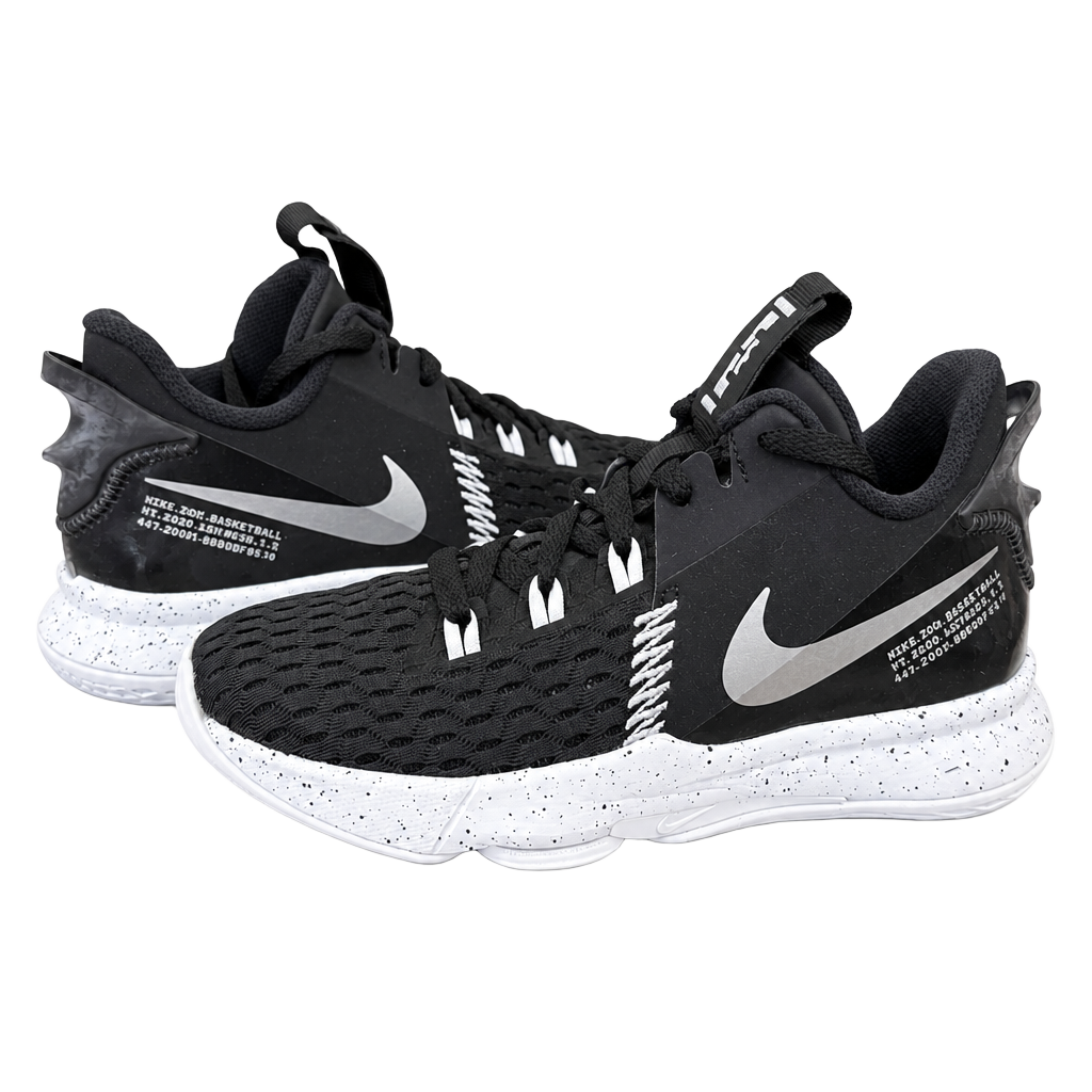 Nike LeBron Witness 5 GS Size 4.5Y Black Metallic Silver White 1