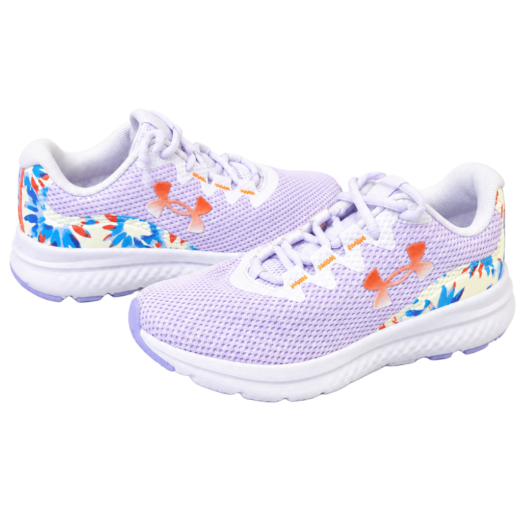 Under Armour Charged Assert Size 5.5 Purple Floral Sneakers 1