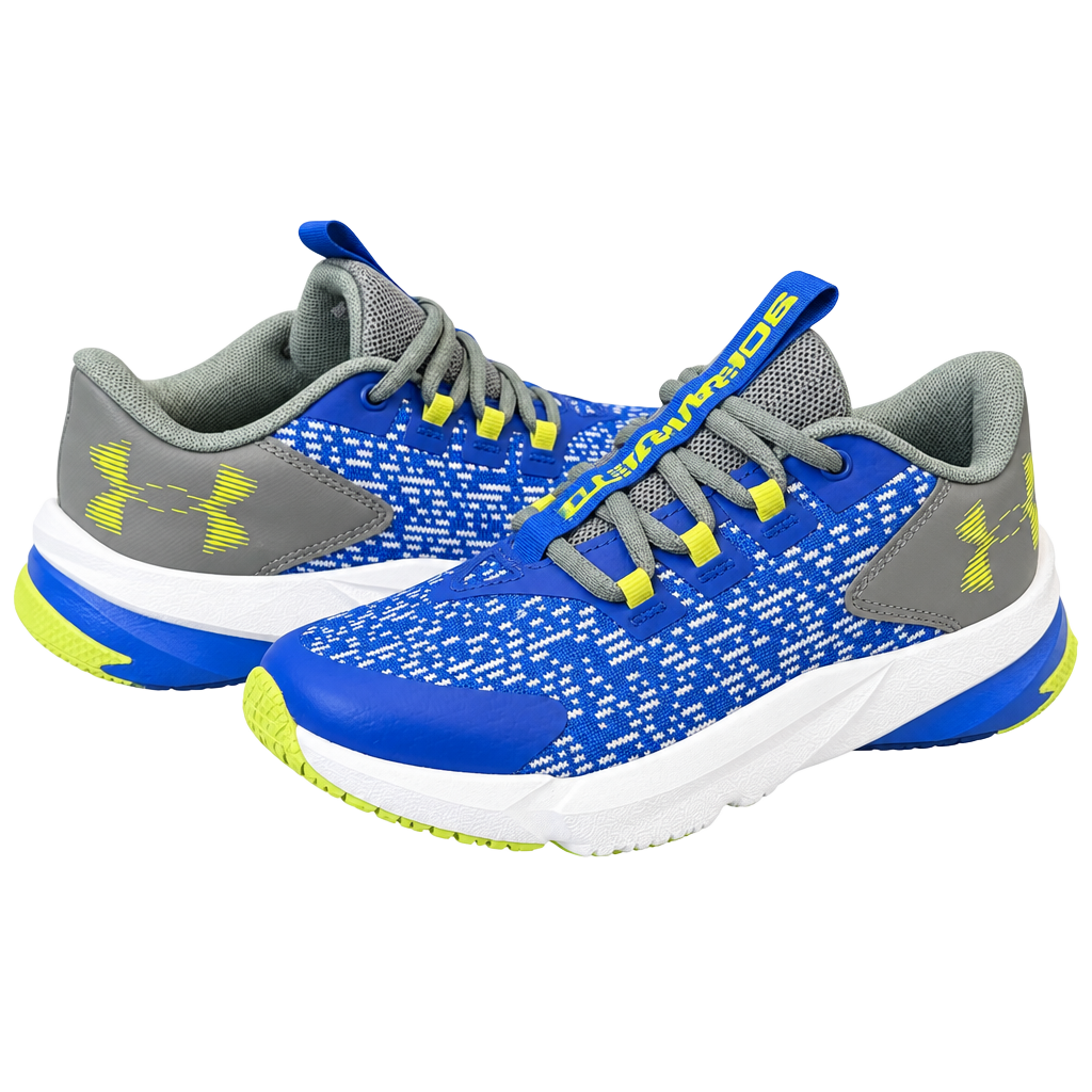 Under Armour Scramjet 4 Size 4Y Blue Yellow Sneakers 1