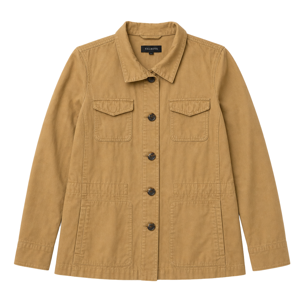 Talbots Women's Khaki Twill Utility Safari Jacket 1