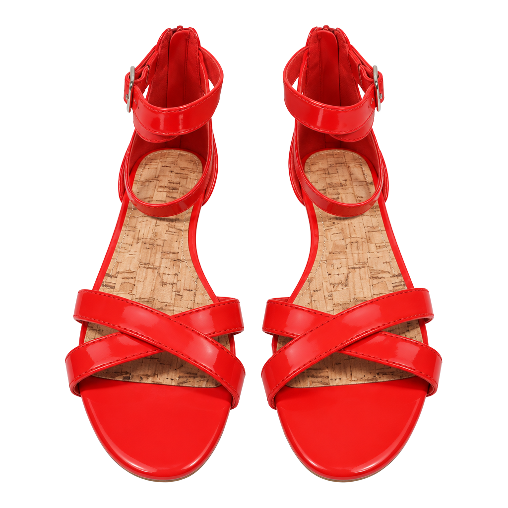 Merona Wedge Sandals Red Patent Leather Strappy 1