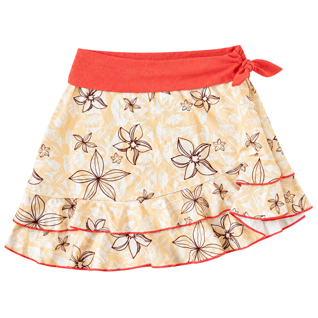Disney Moana Swim Skirt Size 5/6 Orange Floral Ruffle Swimwear 1